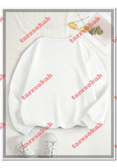Startmore Biskilet Yaka Sweatshirt Beyaz A Harfi İsme Özel Tasarım Beyaz