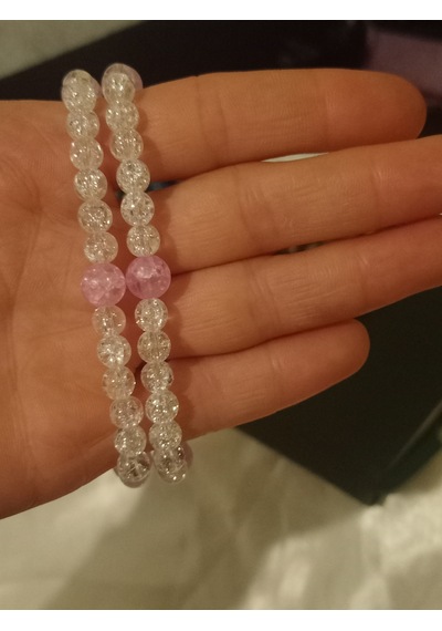 Necef Doğal Taş Bileklik 01 Pembe Beyaz