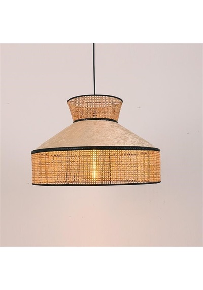 Mylamp Nubu Doğal Hazeranlı & Fildişi Hasır Kadife Kumaş 50x35 Cm Krem