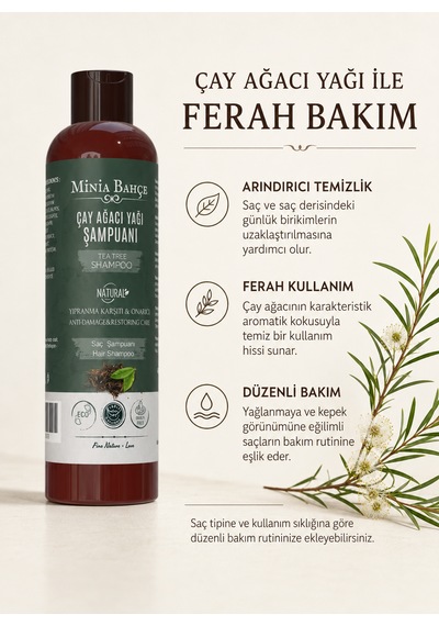 Çay Ağacı Şampuan Çay Ağacı, Isırgan Otu Ve Buğday Proteini İçeren Saç Ve Saç Derisi Bakım Şampuanı, 400 Ml Kepekli - Yağlı