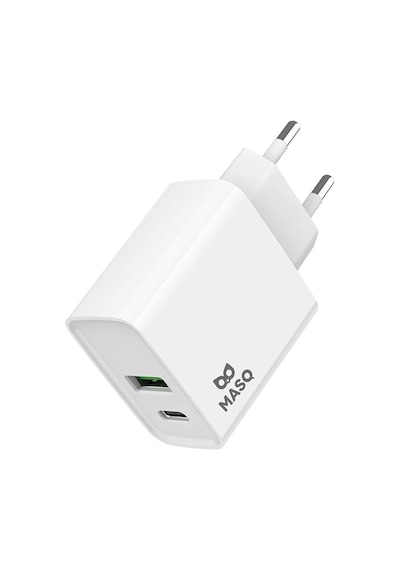 Masquerade 20W Çift Çıkış Type-C + Usb-A Seyahat Şarjı Beyaz MFI Lisanslı