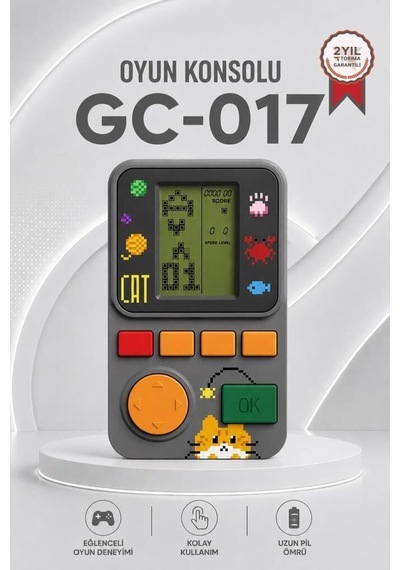 Premium Oyun Kolu Atari Joystick Tetris Gameboy Gc017 Gri Nostalji Çocuk Aksesuar