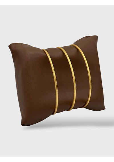 Arnes Jewelry Çelik 22 Ayar Altın Kaplama Desenli Ajda Bilezik - 3 Adet 21 Cm Ar637nes Gold