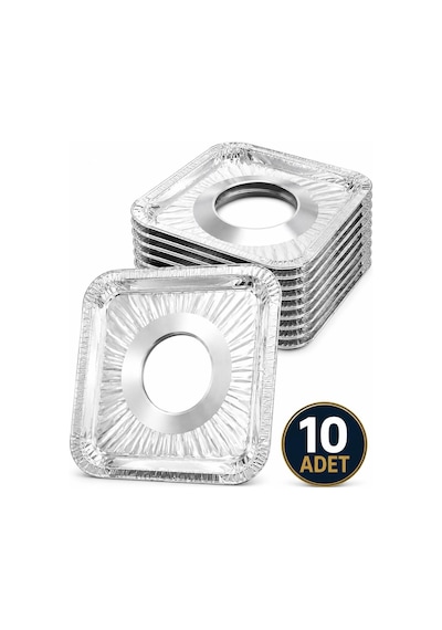 3b Trend 10 Adet Alüminyum Ocak Koruyucu 23x23 Cm Ocak Üstü Yağ Kir Koruma Levhası 11 Cm İç Çap