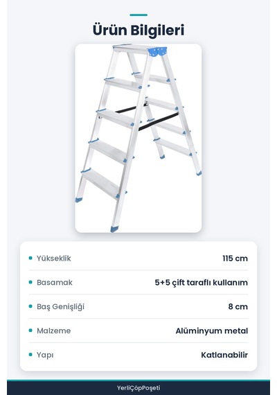 5+5 Çift Basamaklı Alüminyum Merdiven Standart