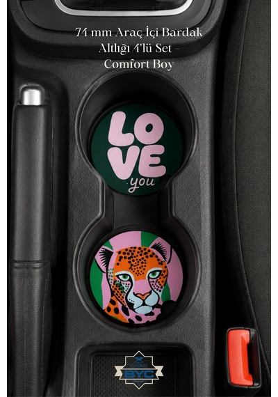 74 Mm Araç İçi Bardak Altlığı 4 Lü Set Comfort Boy Çok Renkli
