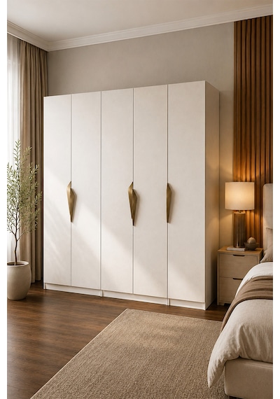 Gama 5 Kapaklı Askılı + Çekmeceli+ Raflı Tasarım Kulplu 253 Cm Gardırop Elbise Dolabı Beyaz Gama 5 Kapaklı Askılı + Çekmeceli+ Raflı Tasarım Kulplu 253 Cm Gardırop Elbise Dolabı Beyaz