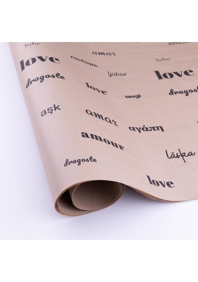 Bimotif 10lu Ambalaj, Paket Kağıdı, 70x100 Cm Love Desenli, Kraft-siyah Tek Ebat 1