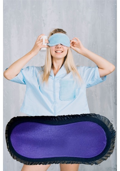 Pazarız Uyku Göz Bandı Maskesi Işık Önleyici Gözlük Maske Bant Eye Mask Mor
