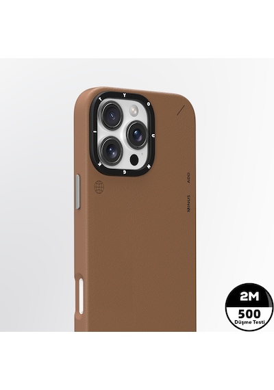 Apple Uyumlu iPhone 15 Pro Kılıf Magsafe Özellikli Basit Mat Deri Desenli Youngkit Tech Fashion Serisi Kahverengi Kahverengi
