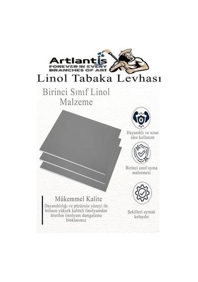 Linol Tabaka Levhası A3 30x42 Cm 2mm Gri 1 Adet Linolyum Tabaka Gri Linol Muşamba Baslı Levha Diğer