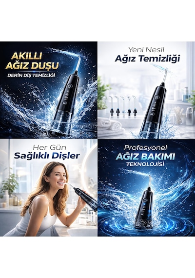 Ağız Duşu Şarjlı 320ml Su Tankı 5 Başlıklı Ipx7 Su Geçirmez Diş Duşu Yüksek Basınçlı Irrigator