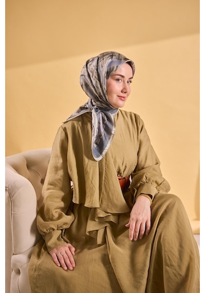 Silk Home Twill İpek Flow Lines Eşarp Koyu İndigo 90x90 Çok Renkli
