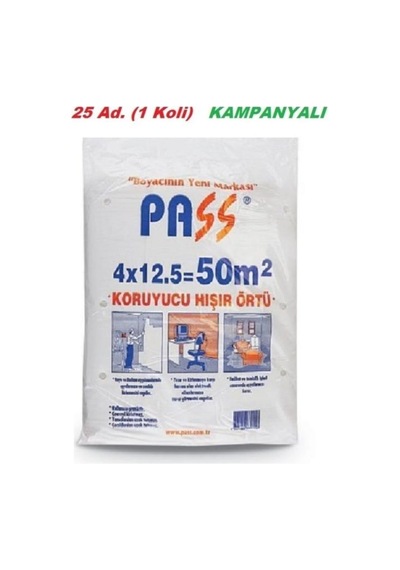 pass Naylon Koruyucu Hışır Örtü 4x12.5  50 m2 25 Adet 1 Koli