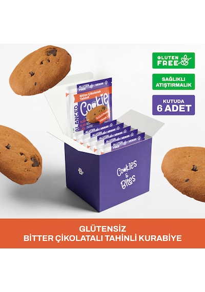 Glütensiz Bitter Çikolatalı Tahinli Proteinli Cookie 50 Gr X 6 Adet