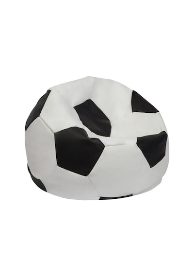 Suni Deri Çocuk Puf Futbol Topu Armut Koltuk Siyah