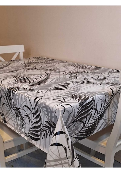 Elyaflı Pvc Muşamba - Desenli Silinebilir Masa Örtüsü Mrl204b Siyah