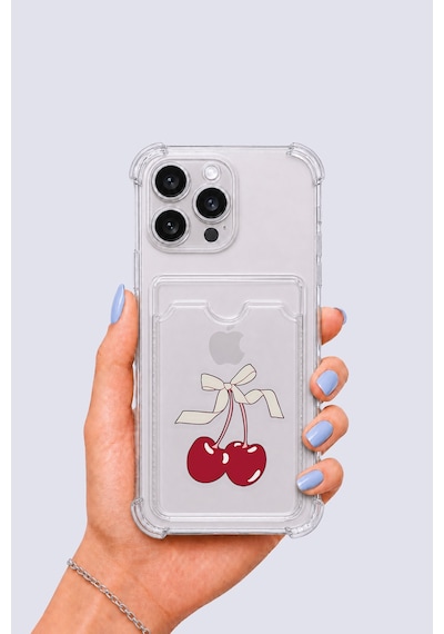 Apple iPhone Uyumlu 16 Pro Max Kartlıklı Kiraz Desenli Kılıf