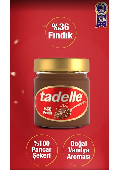 Tadelle Parça Fındıklı Kakaolu Fındık Ezmesi 200 Gr X 2 Adet