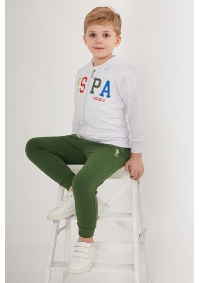 U.s. Polo Assn Beyaz Yeşil Erkek Çocuk Eşofman Takımı Beyaz