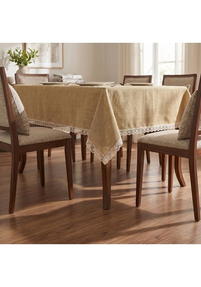 Efes Keten Polyester Kumaş Koyu Bej Masa Örtüsü Dikdörtgen 150x210 Cm -1612 Çok Renkli