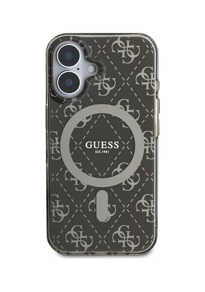 Apple Uyumlu iPhone 16 Kılıf Guess Lisanslı Magsafe Iml Baskılı Klasik Logolu 4g Desenli Kapak Kahverengi