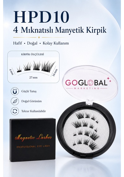 4 Mıknatıslı Manyetik Takma Kirpik Hpd10 Yapıştırıcısız Doğal Görünüm Hafif Tekrar Kullanıla