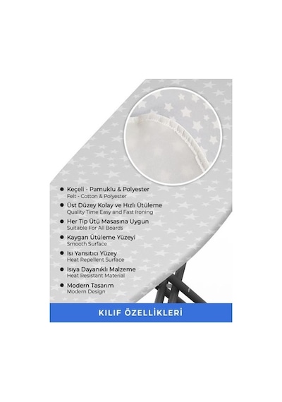Magic Lady Ütü Masası Kılıfı Örtüsü Bezi İnce Süngerli Ayarlanabilir 133 X 50 Cm