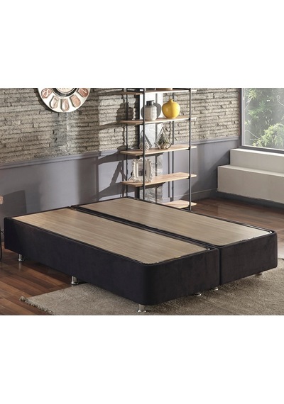 Nironyatak Niron Ela Baza -200X200 Cm Çift Kişilik Sandıklı Siyah Kumaş Baza