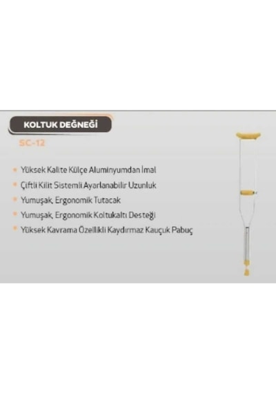 Medikaltec Alüminyum Koltuk Değneği - 1 Adet