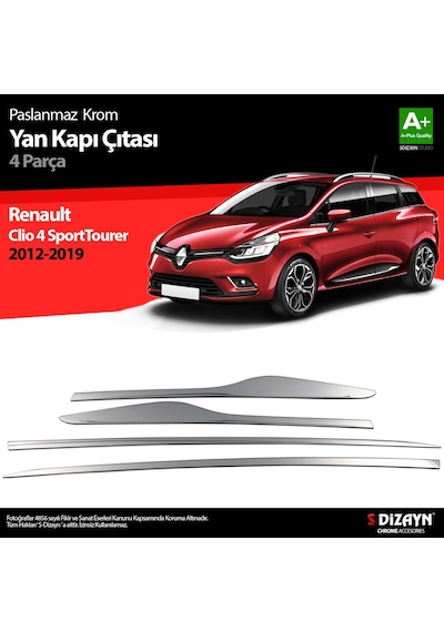 S-Dizayn  Renault Clio 4 Sporttourer Krom Yan Kapı Çıtası 4 Prç. 2012 Üzeri
