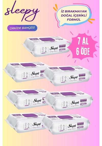 Sleepy Easy Clean Orkide Bahçesi Yüzey Temizlik Havlusu 100 Yaprak 7 Al 6 Öde Tekli