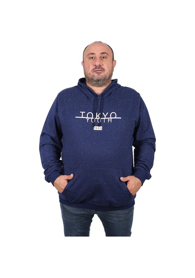 Moc Grande Mocgrande Büyük Beden Erkek Sweat Kapüsonlu Tokyo 22702 Lacıvert Lacivert