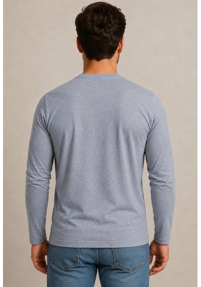 Axxel Erkek Gri Melanj Pamuklu Likralı Süprem Uzun Kollu T-shirt-d240
