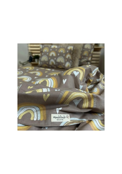 Stylish Brownie Rainbow %100 Doğal Pamuk Tek Kişilik Nevresim Seti 2 Parça 160 X 220 Cm Çok Renkli