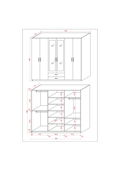 Asra Trend Lüks 6 Kapaklı Çekmeceli Gardırop %100 Mdf Askılı Aynalı Düzenleyici Elbise Dolabı G-05 Karina - Beyaz Asra Trend Lüks 6 Kapaklı Çekmeceli Gardırop %100 Mdf Askılı Aynalı Düzenleyici Elbise Dolabı G-05 Karina - Beyaz