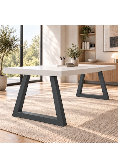 Evkolleksiyon Ters Trapez Metal Masa Ayağı 2 Li Takım 72x72 Cm 60x60 Çelik Profil Antrasit