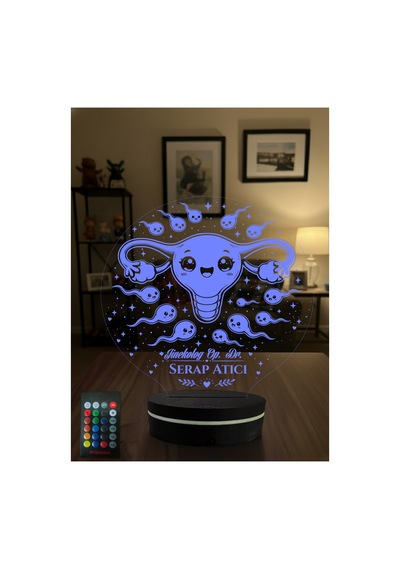 Kişiye Özel Jinekolog Doktorlara Özel 3d Led Gece Lambası Kadın Doğum Doktor Hediyesi İsim Yazılı Rgb Lamba