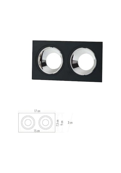 Cata Jaguar Ikili Kare Siyah/Platin Dekoratif Spot Ct-5054