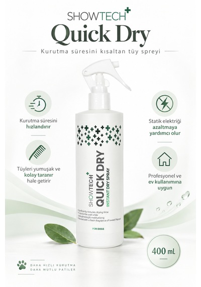 Showtech Quick Dry Kurutma Süresini Kısaltan Tüy Spreyi 400 Ml - Islaktan Kuruya Bir Anda