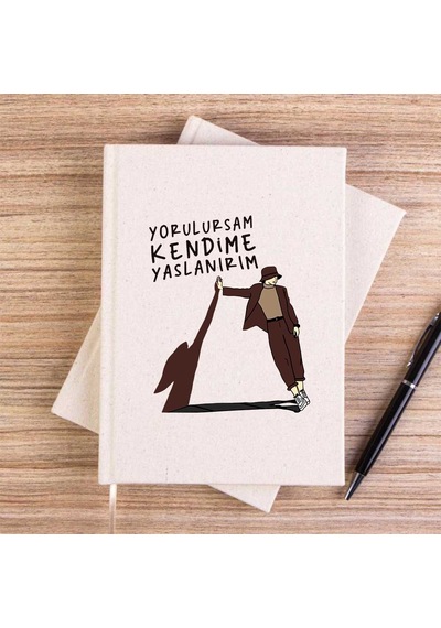 Yorulursam Kendime Yaslanırım Krem Çizgisiz Kanvas Defter