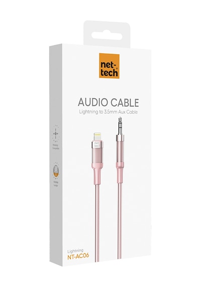 Nettech Nt-ac06 Plastik 100 Cm Jack To Lightning Aux Kablo Pembe