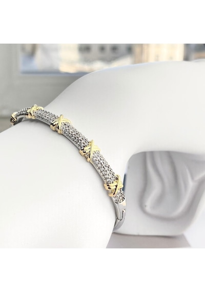 Xoxo Bileklik Kelepçe 316l Paslanmaz Çelik 19 Cm Çift Renk Gümüş