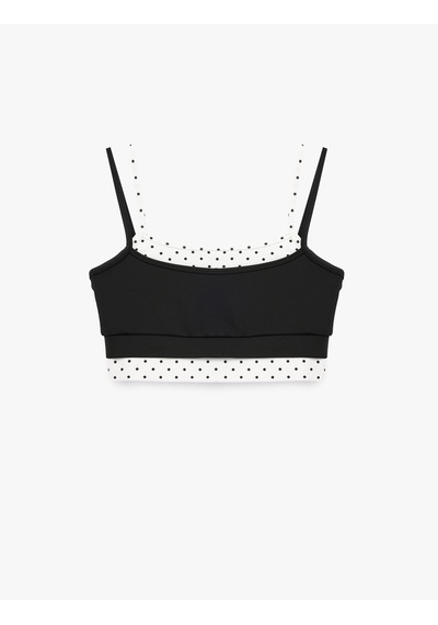 Koton İp Askılı Kolsuz Slim Fit İkili Puantiyeli Sporcu Sütyeni Siyah 6sak30187nk
