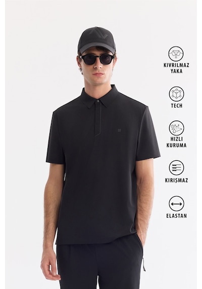 Avva Erkek Siyah Kıvrılmaz Polo Yaka Kırışmaz Hızlı Kuruyan Teknik Kumaş Regular Fit T-shirt A61y1108 Avva Erkek Siyah Kıvrılmaz Polo Yaka Kırışmaz Hızlı Kuruyan Teknik Kumaş Regular Fit T-shirt A61y1108
