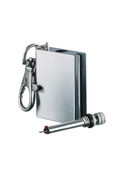 Benzinli Kibrit Çakmak Magnezyum Çubuklu Anahtarlıklı Benzinli Metal Kibrit Gümüş Açık Gri