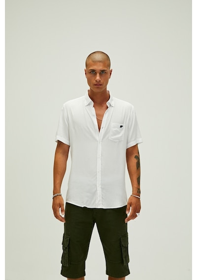 Bad Bear Frank Shirt Off-white Beyaz Kısa Kollu Erkek Gömlek-beyaz Beyaz