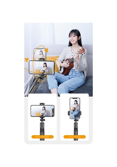 Ayrex Selfie Çubuğu Tripod 3'ü 1 Arada Bluetooth Uzaktan Kumandalı Telefon Tutucu, 360 Döner Başlık, Apple İOS &