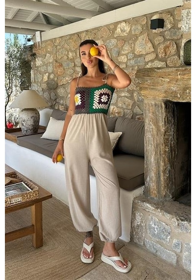 Jasmin Süzüneli Keten Tulum 1280-08 Bej