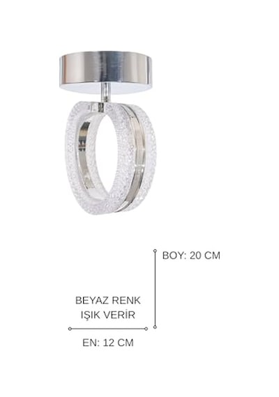 Ecrin Tekli Plafonyer Modern Krom Led Avize Kristal Görünüm Beyaz Işık Enerji Tasarruflu Antre Cafe Hol Diğer